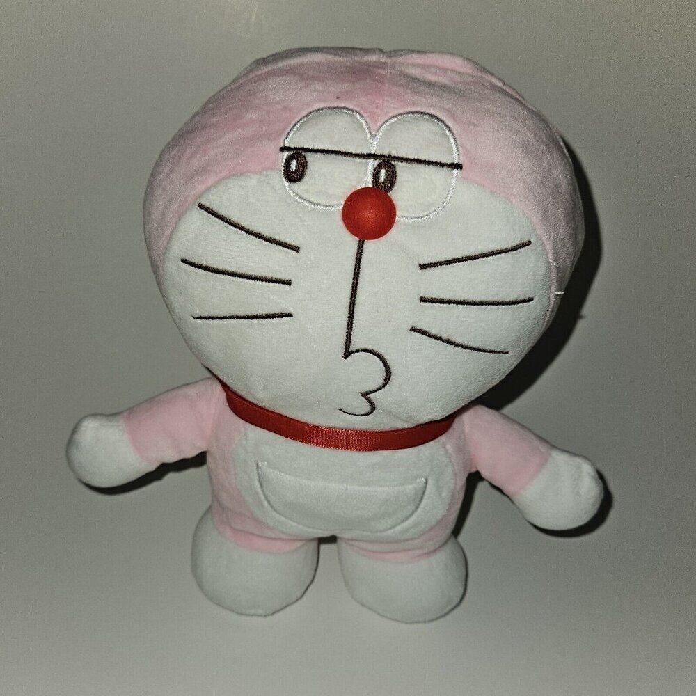 Pink White Anime ? Plush 9" Stuffed Animal Toy Red Collar Doraemon ?